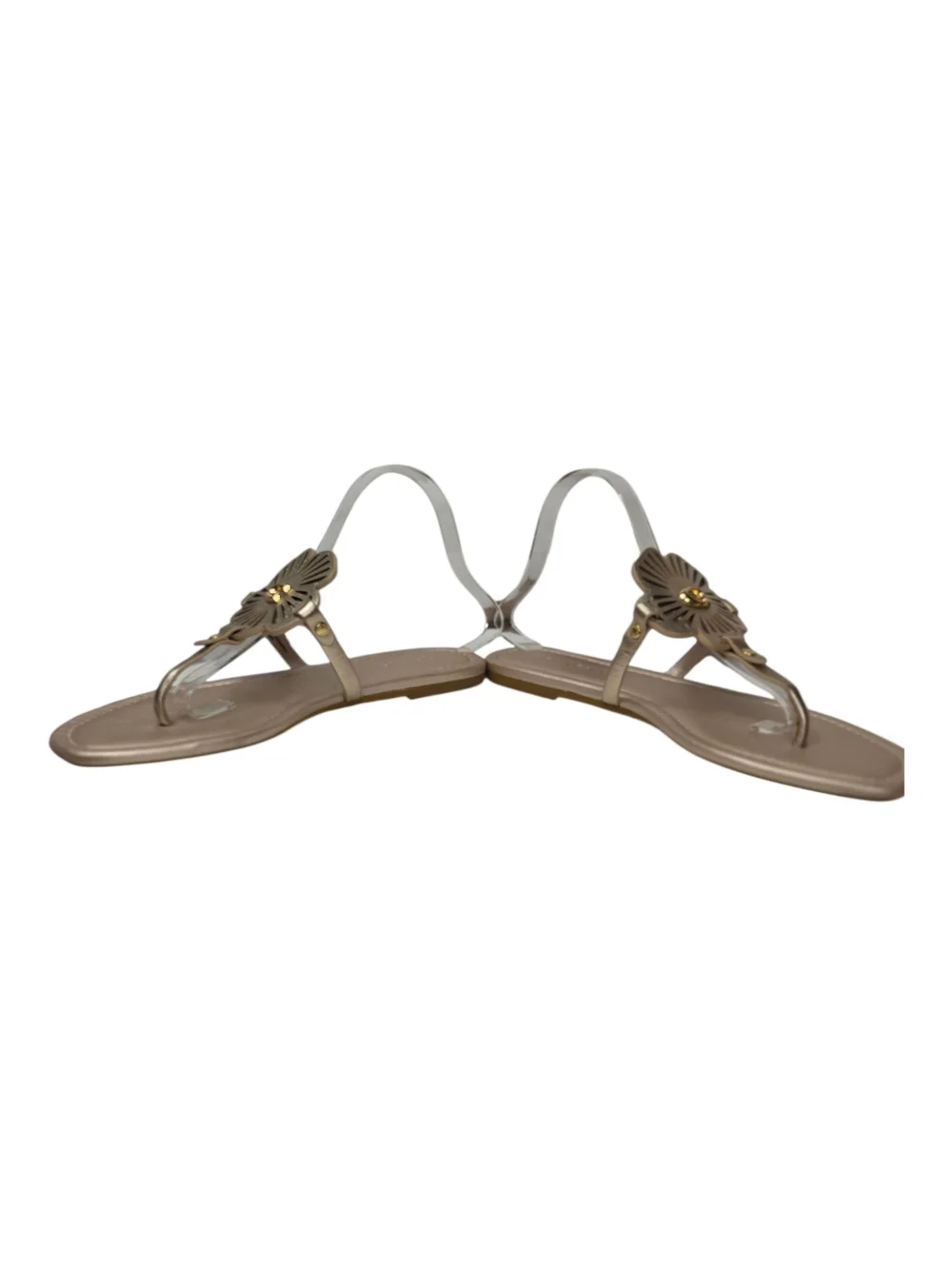 Coach Rose Gold Leather Floral Thong Sandals - Picture 7 of 9